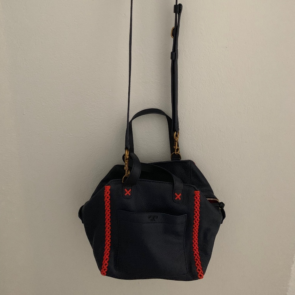 Tory Burch Black Crossbody Bag with Dark Orange/Red Trim